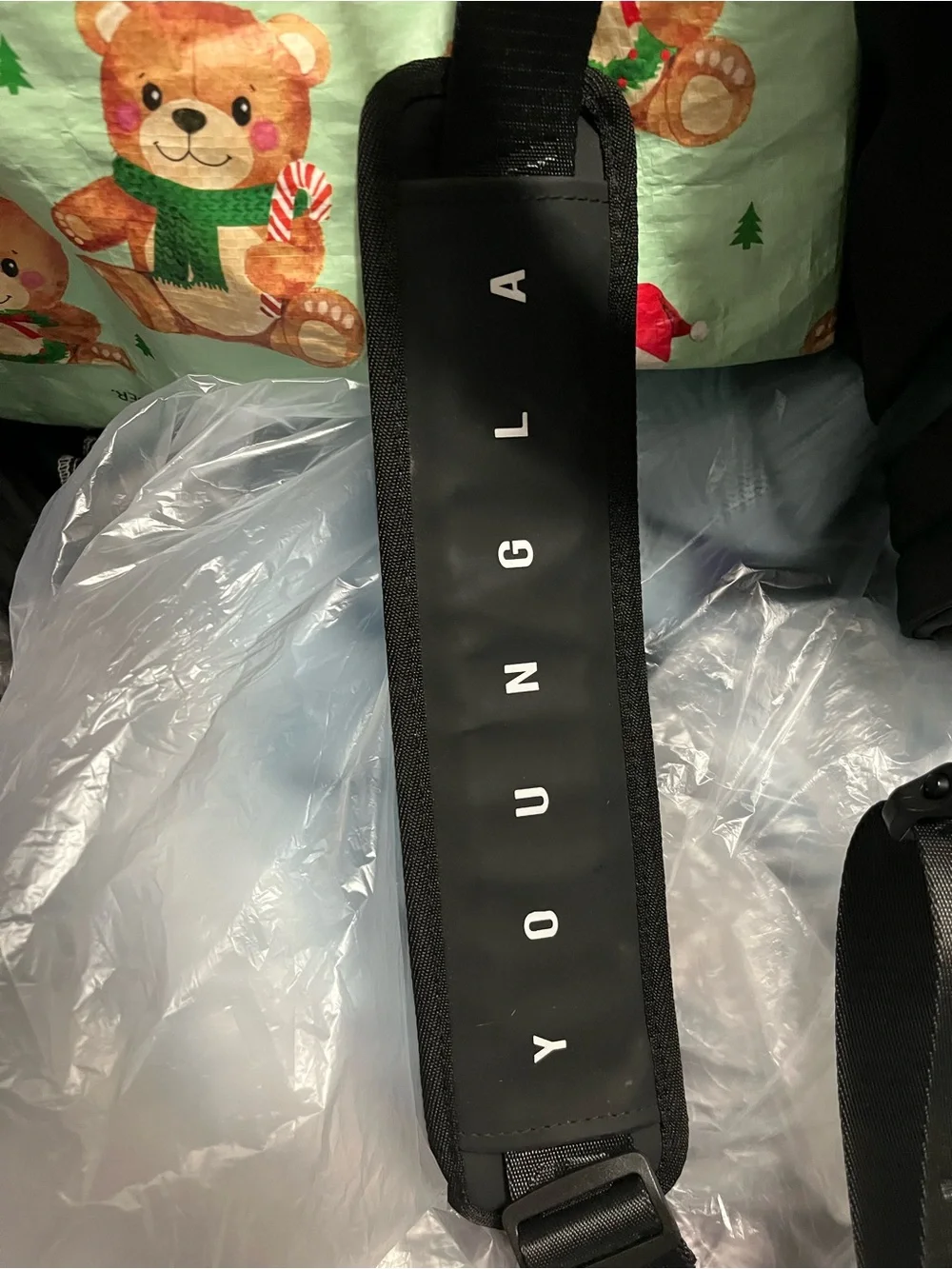 YoungLA Black Duffel Bag with Removable Shoulder Strap